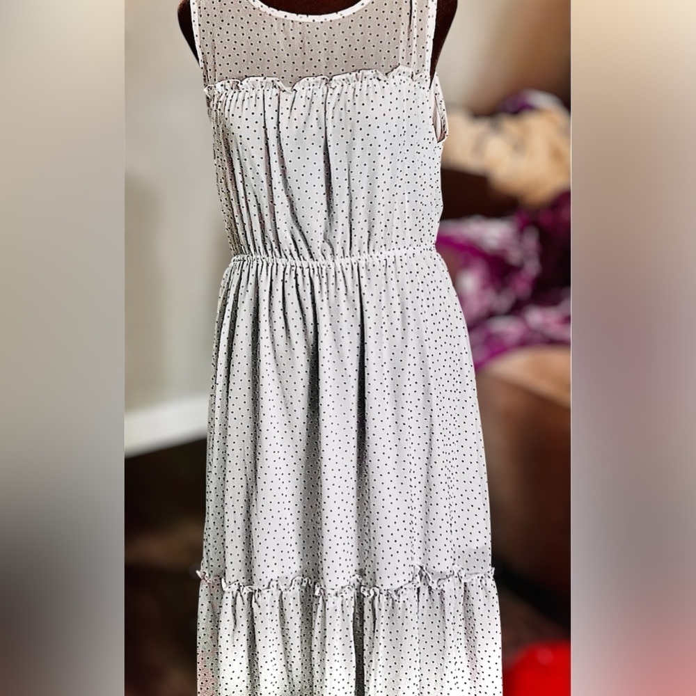 Final Sale Price!  Polka Dot Afternoon Stroll White Midi Dress.  Lulus